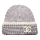 Chanel CC Logo Wool Beanie Grey